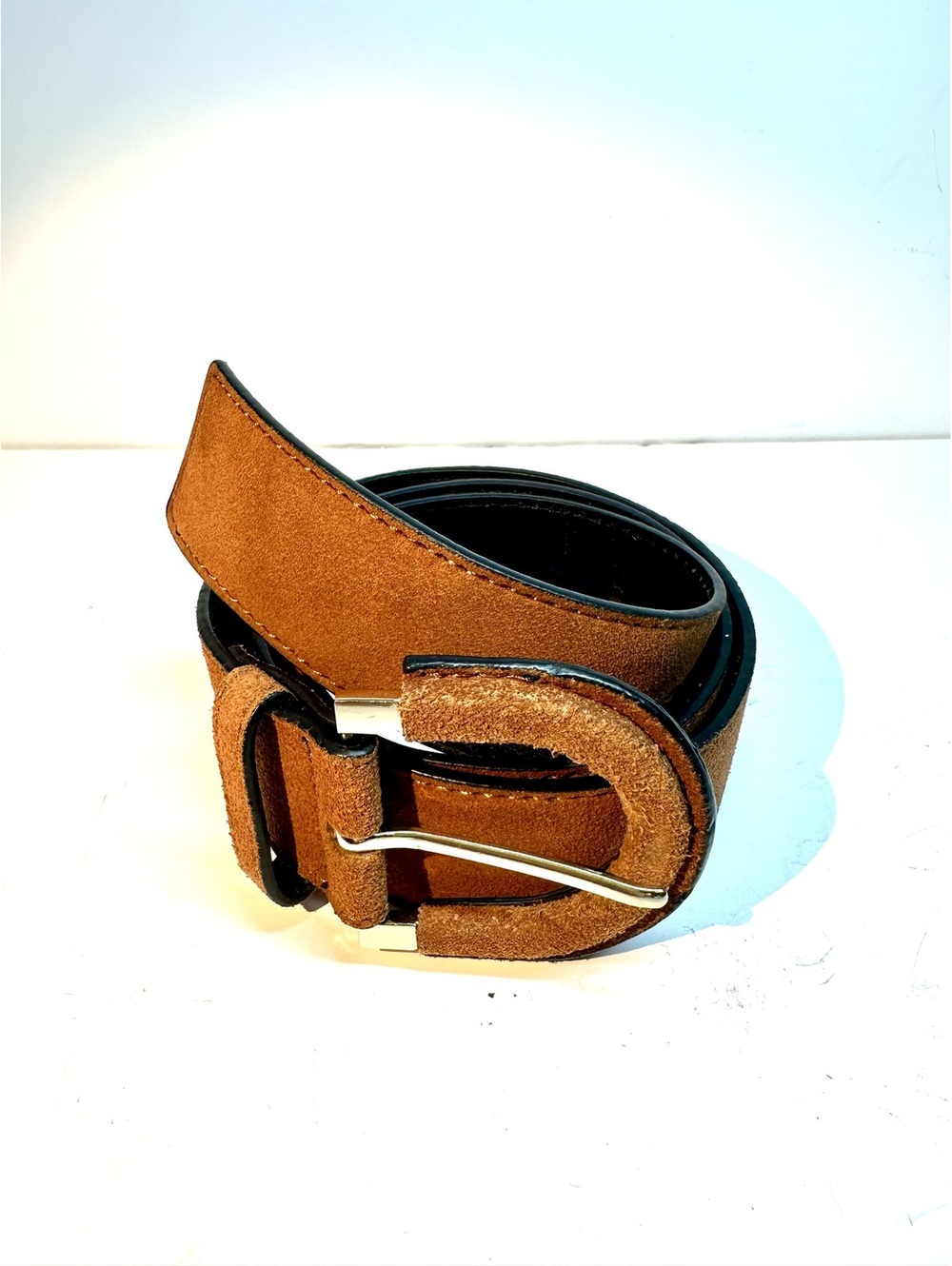Brown Genuine Leather H&M Belt Horseshoe Buckle Size S - Picture 5 of 6